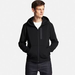 Uniqlo Dry Stretch Sweat Zip Up Hoodie Black M EUC